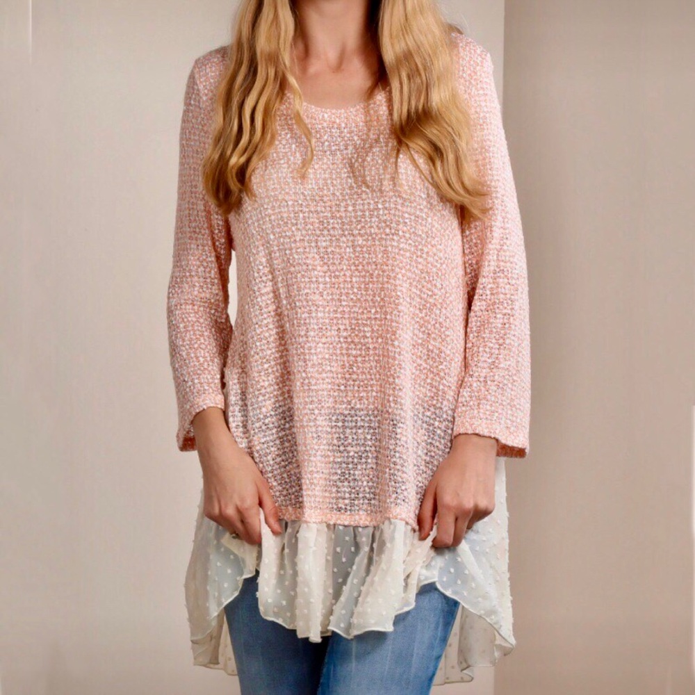 Elegant Pink Tunic with Sheer Hem